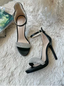 Sandale dama cu toc subtire negre 108 T4-3